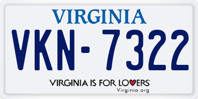 VA license plate VKN7322