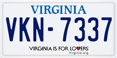 VA license plate VKN7337