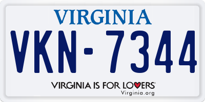 VA license plate VKN7344