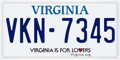 VA license plate VKN7345