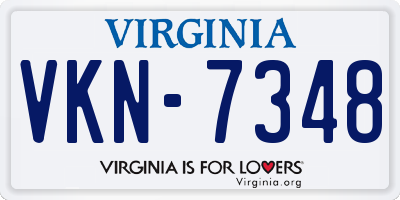 VA license plate VKN7348
