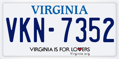 VA license plate VKN7352
