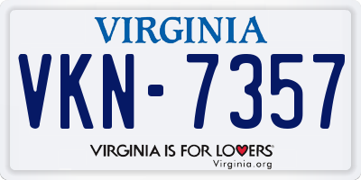 VA license plate VKN7357