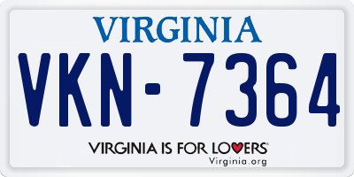VA license plate VKN7364