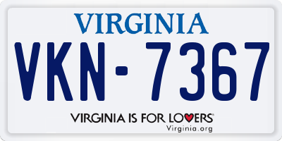 VA license plate VKN7367