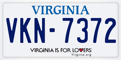 VA license plate VKN7372
