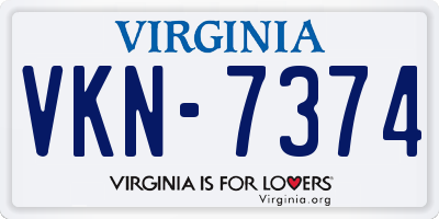 VA license plate VKN7374
