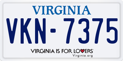 VA license plate VKN7375