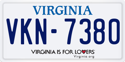 VA license plate VKN7380