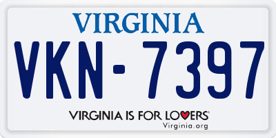 VA license plate VKN7397