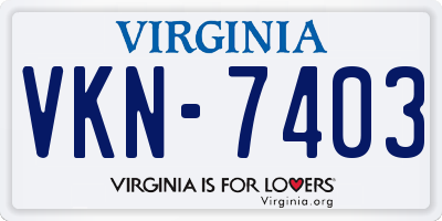 VA license plate VKN7403