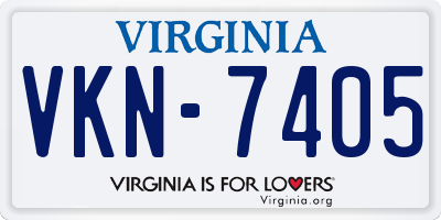 VA license plate VKN7405