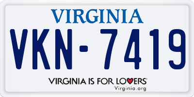 VA license plate VKN7419