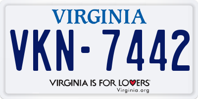 VA license plate VKN7442