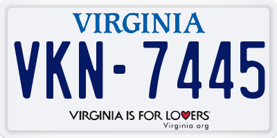 VA license plate VKN7445