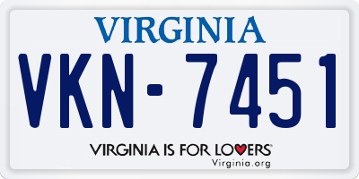 VA license plate VKN7451