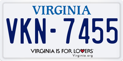 VA license plate VKN7455