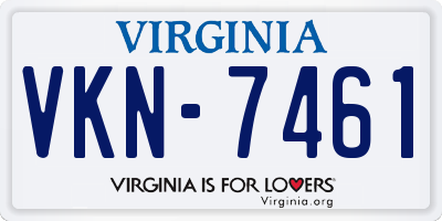 VA license plate VKN7461
