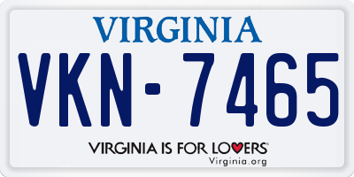 VA license plate VKN7465