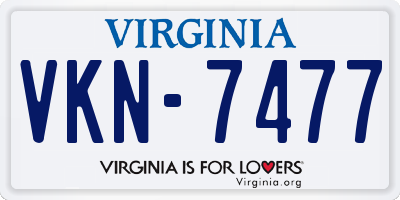 VA license plate VKN7477