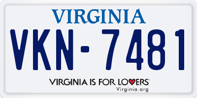 VA license plate VKN7481