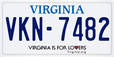 VA license plate VKN7482