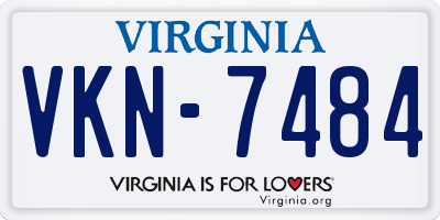 VA license plate VKN7484