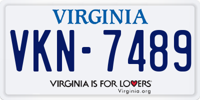 VA license plate VKN7489