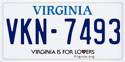 VA license plate VKN7493