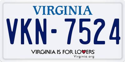 VA license plate VKN7524