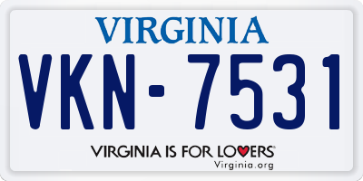 VA license plate VKN7531