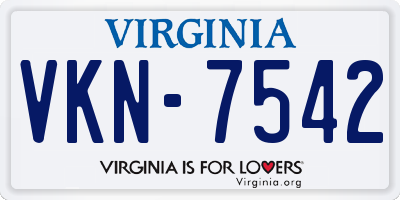 VA license plate VKN7542