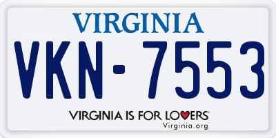 VA license plate VKN7553
