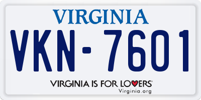 VA license plate VKN7601