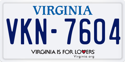 VA license plate VKN7604