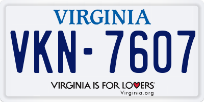 VA license plate VKN7607