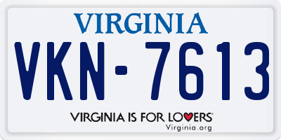 VA license plate VKN7613