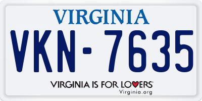 VA license plate VKN7635