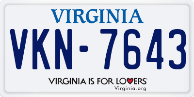 VA license plate VKN7643