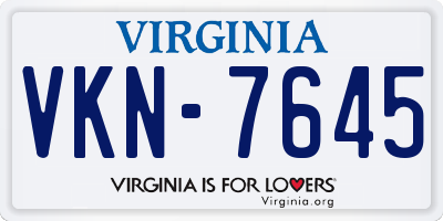 VA license plate VKN7645