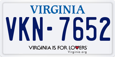 VA license plate VKN7652