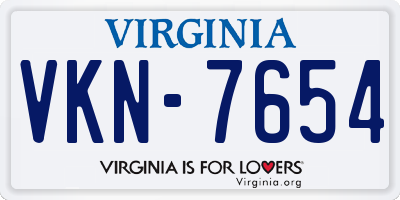 VA license plate VKN7654