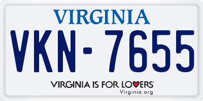 VA license plate VKN7655