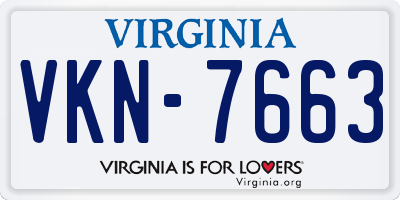 VA license plate VKN7663