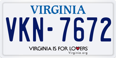 VA license plate VKN7672