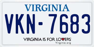 VA license plate VKN7683