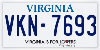 VA license plate VKN7693