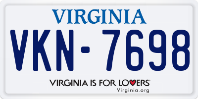 VA license plate VKN7698