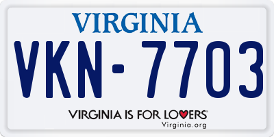 VA license plate VKN7703