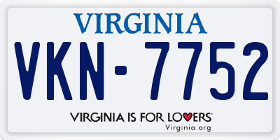 VA license plate VKN7752